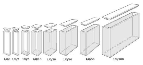 Standardowa kuweta szklana z pokrywką, materiał szkło optyczne. Długość drogi optycznej 10 mm. Obj. 3,5 ml. Zakres pomiarowy 334-2500 nm.