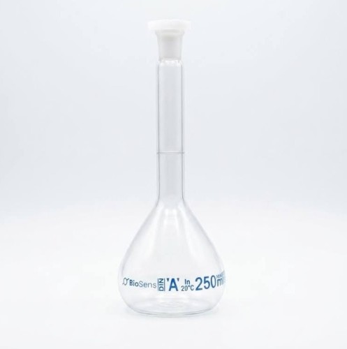 Kolba miarowa klasa A z korkiem PP, 250ml szlif 14/23 BIOSENS