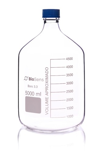 butelka szklana z niebieską nakrętką BORO 3.3, gwint GL 45 5000ml BIOSENS 