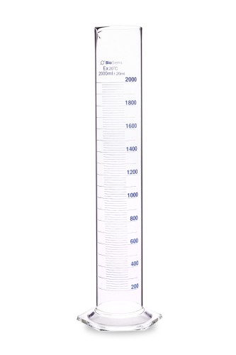 Cylinder miarowy BIOSENS szklany z podziałką 2000ml stopa szklana sześciokątna