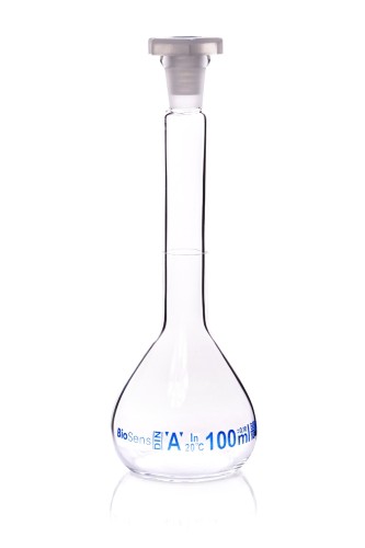 Kolba miarowa klasa A z korkiem PP, 100ml szlif 12/21 BIOSENS