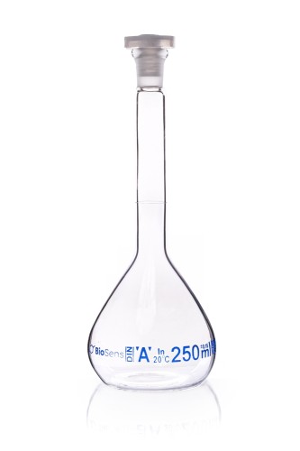Kolba miarowa klasa A z korkiem PP, 250ml szlif 14/23 BIOSENS