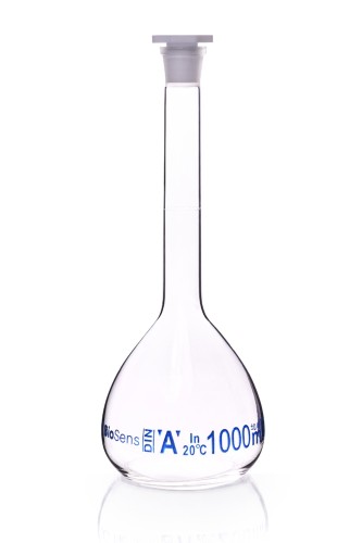 Kolba miarowa klasa A z korkiem PP, 1000ml szlif 24/29 BIOSENS
