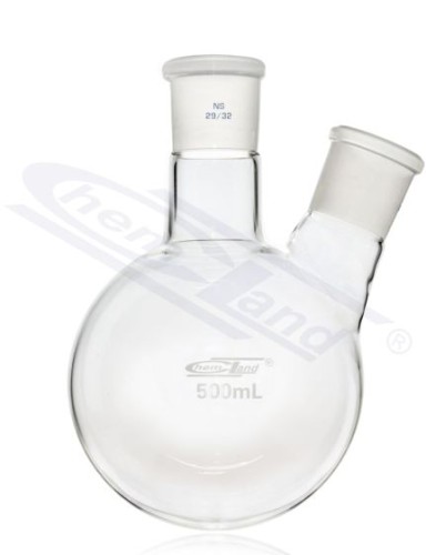 kolba kulista 2 szyje skośne 01000ml 29/32 i 14/23 CHEMLAND NEW LINE