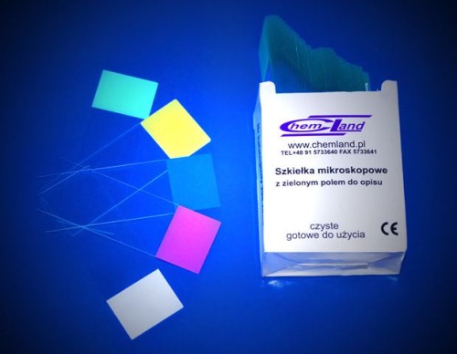 Szkiełka podstawowe 76 × 25 × 1 mm, pole różowe, szlifowane, op. 50 szt. — CHEMLAND