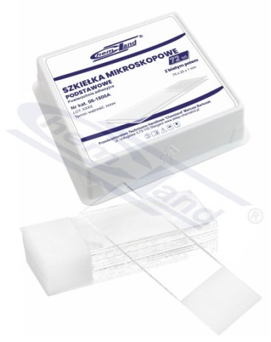 Szkiełka podstawowe adhezyjne 75 × 25 × 1 mm, białe pole, op. 72 szt. — CHEMLAND