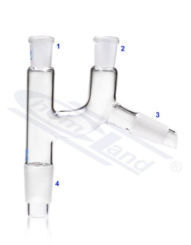 Nasadka destylacyjna Claisena, szlif do kolby NS 14/23, do chłodnicy NS 14/23, 2 × NS 14/23 — GLASSCO