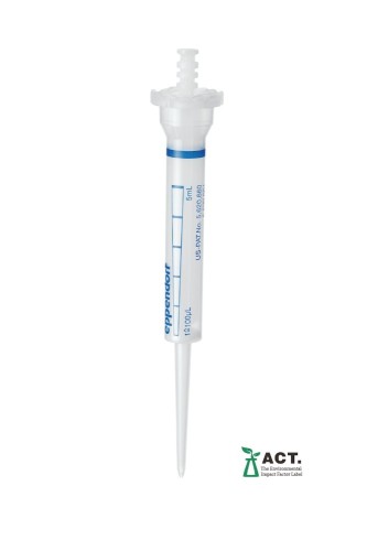 Końcówki dozujące Combitips® advanced, PCR clean, 5,0 mL, niebieski, końcówki bezbarwne, 100 szt. (4 torebki zamykane × 25 szt.)