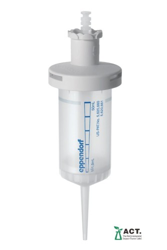 Końcówki dozujące Combitips® advanced, PCR clean, 50 mL, jasnoszary, końcówki bezbarwne, 100 szt. (4 torebki zamykane × 25 szt.), Każde pudełko zawiera jeden adapter