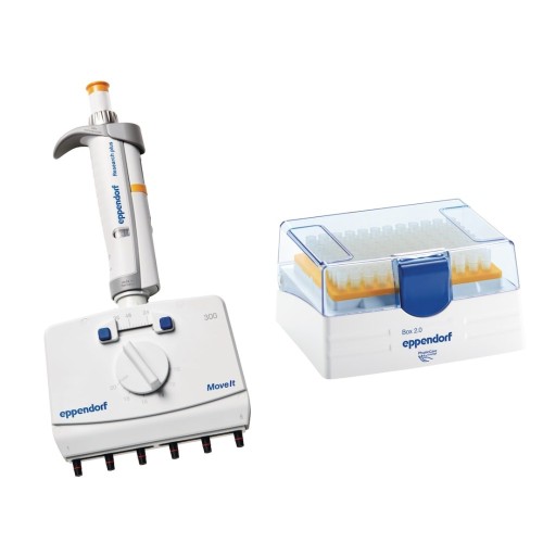 Pipeta wielokanałowa Eppendorf Research® plus Move It®, 6-kanałowa, rozstaw 9-20 mm, 30 – 300 µL, pomarańczowy