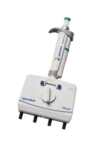 Pipeta wielokanałowa Eppendorf Research® plus Move It®, 4-kanałowa, rozstaw 9-33 mm, 120 – 1 200 µL, ciemnozielony