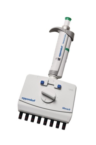 Pipeta wielokanałowa Eppendorf Research® plus Move It®, 8-kanałowa, rozstaw 9-14 mm, 120 – 1 200 µL, ciemnozielony