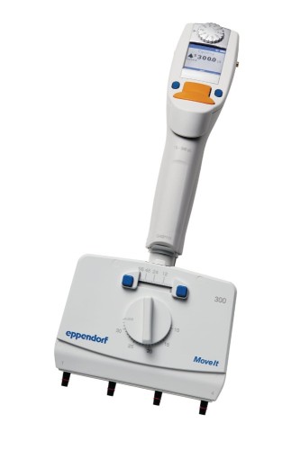 Pipeta wielokanałowa Eppendorf Xplorer® plus Move It®, 4-kanałowa, rozstaw 9-33 mm, 15 – 300 µL, pomarańczowy