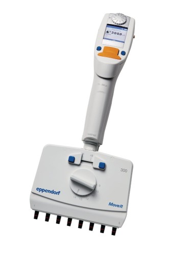Pipeta wielokanałowa Eppendorf Xplorer® plus Move It®, 8-kanałowa, rozstaw 9-14 mm, 15 – 300 µL, pomarańczowy