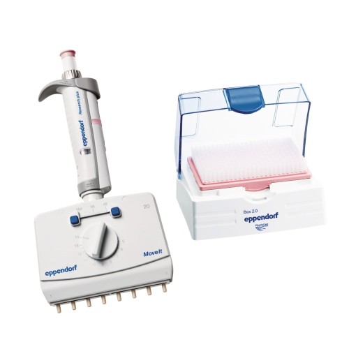 Pipeta wielokanałowa Eppendorf Research® plus Move It®, 8-kanałowa, rozstaw 4,5-14 mm, 1 – 20 µL, jasnoróżowy