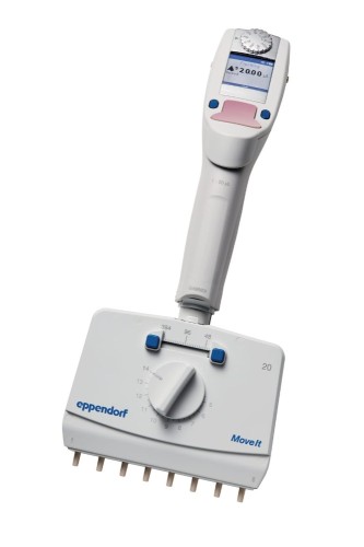 Pipeta wielokanałowa Eppendorf Xplorer® plus Move It®, 8-kanałowa, rozstaw 4,5-14 mm, 1 – 20 µL, jasnoróżowy