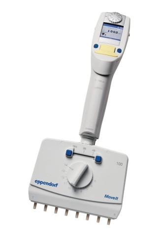 Pipeta wielokanałowa Eppendorf Xplorer® plus Move It®, 8-kanałowa, rozstaw 4,5-14 mm, 5 – 100 µL, jasnożółty