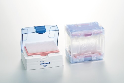 Końcówki do pipet epT.I.P.S.® 384 Set, Eppendorf Quality, 0,1 – 20 µL, 42 mm, jasnoróżowy, końcówki bezbarwne, 1 920 końcówek (5 tacek × 384 końcówki), 1 pudełko wielorazowe
