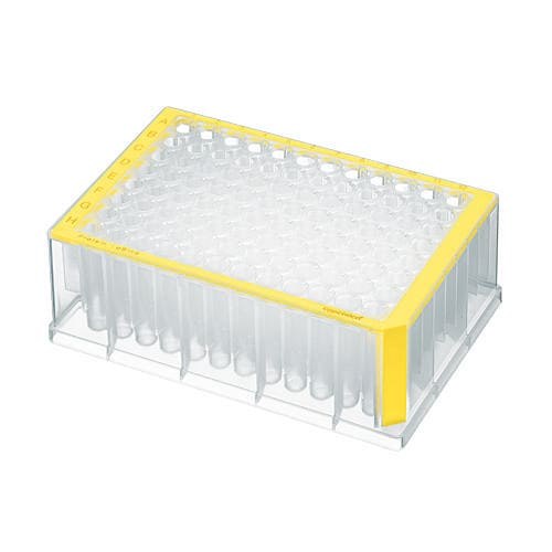 Płytka Eppendorf Deepwell Plate 96/1000 µL, dołki przezroczyste, 1 000 µL, sterylne, żółty, 20 płytek (5 torebek × 4 płytki)