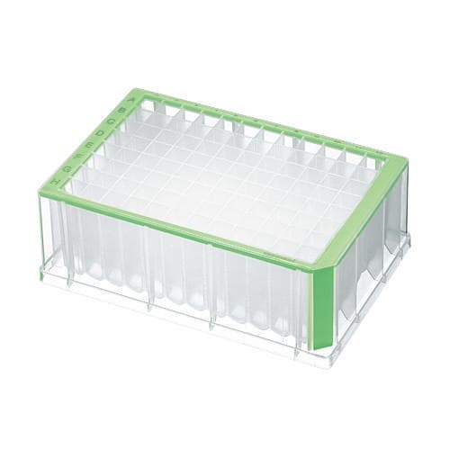 Płytka Eppendorf Deepwell Plate 96/2000 µL, dołki przezroczyste, 2 000 µL, sterylne, zielony, 20 płytek (5 torebek × 4 płytki)