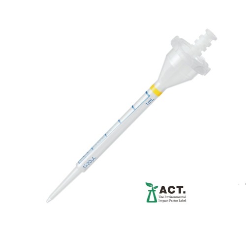 Końcówki dozujące Combitips® advanced, Forensic DNA Grade, 1,0 mL, żółty, końcówki bezbarwne, 100 szt, pakowane pojedynczo w blistry