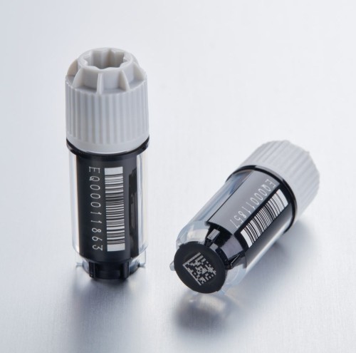 Fiolki kriogeniczne Eppendorf CryoStorage Vial, sterylne, 1,5 mL, wolne od DNaz, RNaz, ludzkiego DNA, fabrycznie zamocowane szare pokrywki, z kodem kreskowym i opisem, 480 fiolek (10 statywów × 48 fiolek), statywy pakowane pojedynczo