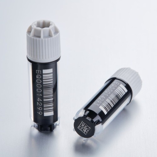 Fiolki kriogeniczne Eppendorf CryoStorage Vial, sterylne, 2,0 mL, wolne od DNaz, RNaz, ludzkiego DNA, fabrycznie zamocowane szare pokrywki, z kodem kreskowym i opisem, 480 fiolek (10 statywów × 48 fiolek), statywy pakowane pojedynczo
