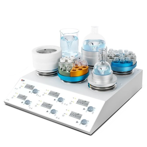 Mieszadło magnetyczne MS-H280-S4, 4 miejscowe z grzaniem 280°C LCD, płyta ceramiczna, zakres prędkości 200-1500 obr./min, DLAB