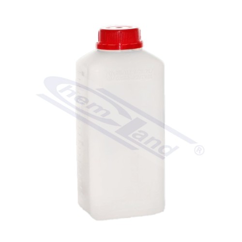 Butelka czworokątna HDPE 1000 ml, GL 45, nakrętka samoplombująca UN, transparentna, Chemland