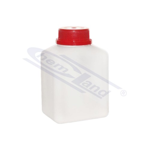 Butelka czworokątna HDPE 500 ml, GL 45, nakrętka samoplombująca, mleczna, Chemland