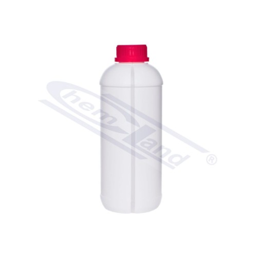 Butelka HDPE 1000 ml UN, szyjka fi 38, nakrętka samoplombująca biała z paskiem, Chemland