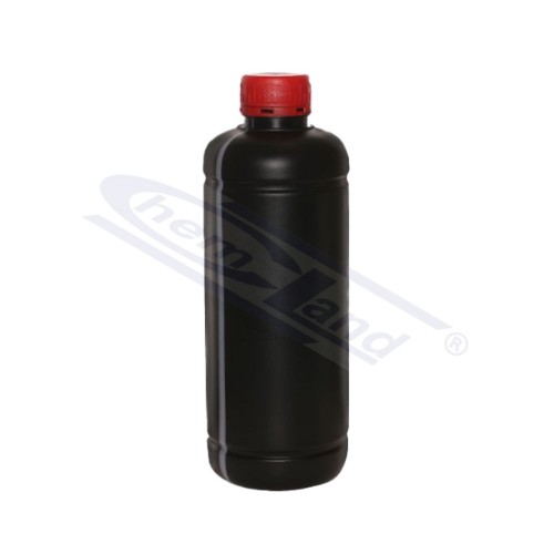 Butelka HDPE 1000 ml UN, szyjka fi 38, nakrętka samoplombująca czarna z paskiem, Chemland
