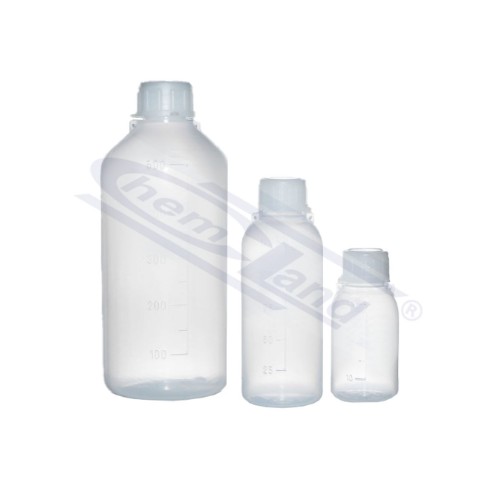 Butelka HDPE ECO 50 ml ze skalą, wąska szyjka, nakrętka do plombowania, Chemland