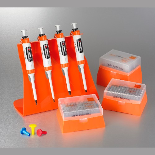 Zestaw startowy pipet Lambda EliteTouch – 4 pipety (0,5–10, 2–20, 20–200, 100–1000 µl) ze statywem, Corning
