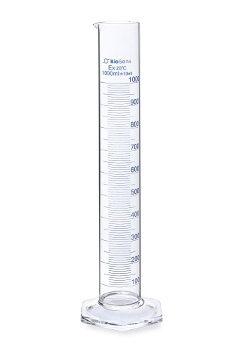 Cylinder miarowy BIOSENS szklany z podziałką 2000ml stopa szklana sześciokątna